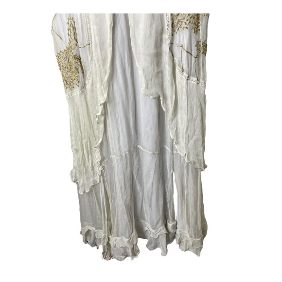 Nataya Empire FairyCore Garden Floral Embroidered Dress Lace Up Sage Gray Large - Picture 6 of 12